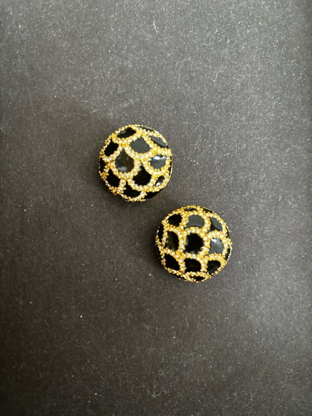 Ciner Gold and Black Dome Filigree Earrings - Women Jewelry